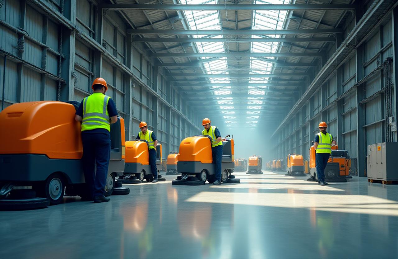 Specialized heavy machinery degreasing at a large facility