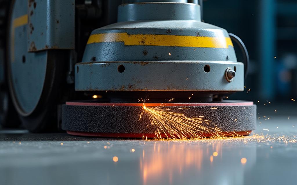 Diamond grinding machine on industrial concrete